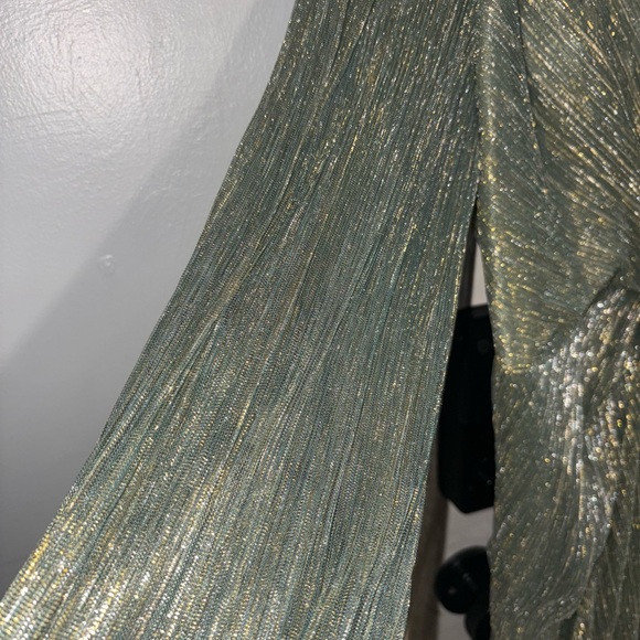 Adrianna Papell Shimmering Olive Long Sleeve Dress - Picture 6 of 7